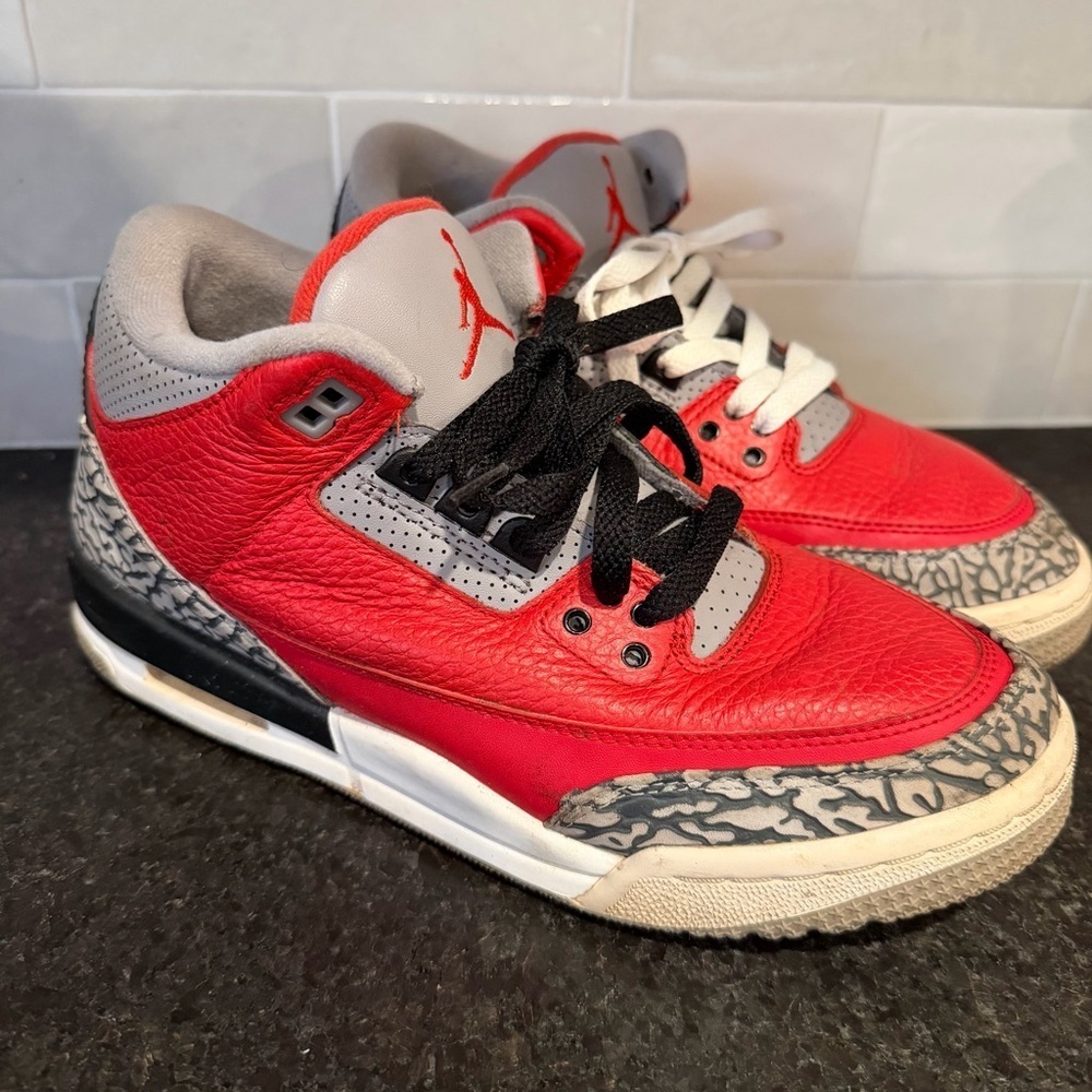 Nike Air Jordan 3 III Retro Unite Fire Red Cement CQ0488-Youth Shoes size 6.5
